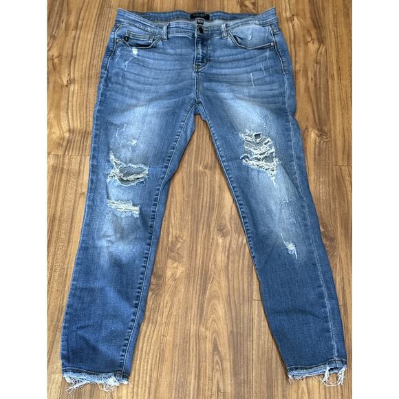 Judy Blue Denim - Judy Blue Jeans Womens 15 32 Skinny Fit Mid Rise Stretch Denim Distressed